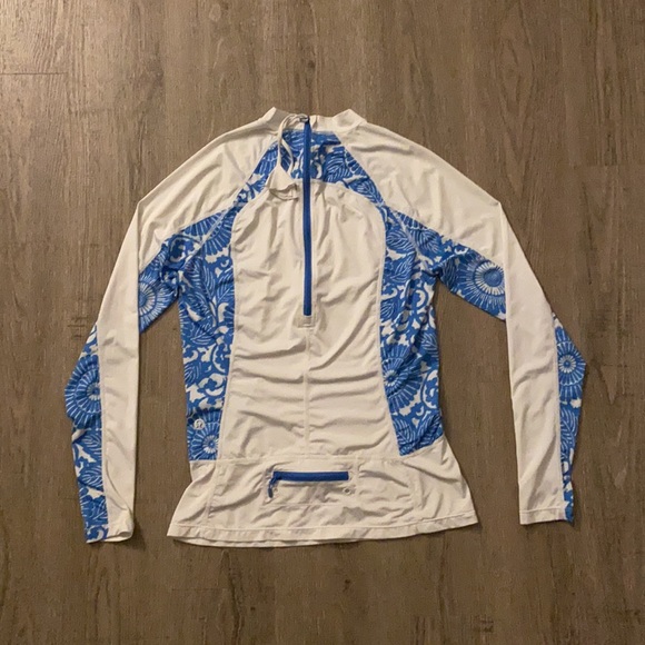Lululemon Blue Floral Long Sleeve Shirt w/ Backzip - Picture 4 of 4